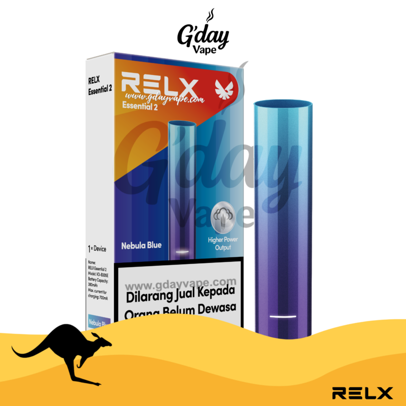 RELX Essential 2 device – Nebula Blue colour, available at GDayVape Melbourne Australia
