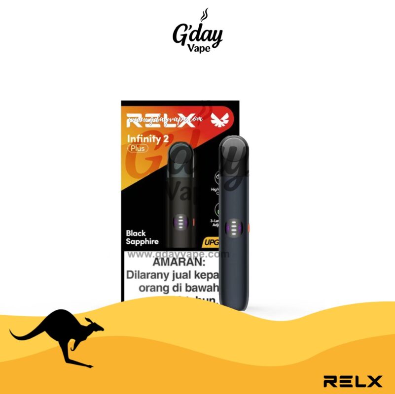 RELX Infinity 2 (6th Gen) device – Black Sapphire colour, available at GDayVape Melbourne Australia