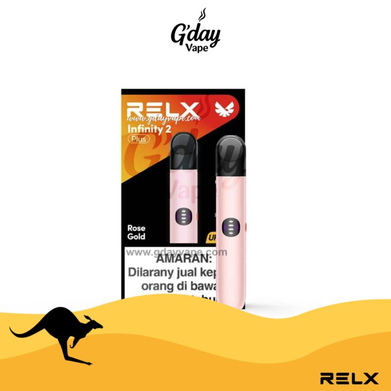 RELX Infinity 2 (6th Gen) device – Rose Gold colour, available at GDayVape Melbourne Australia