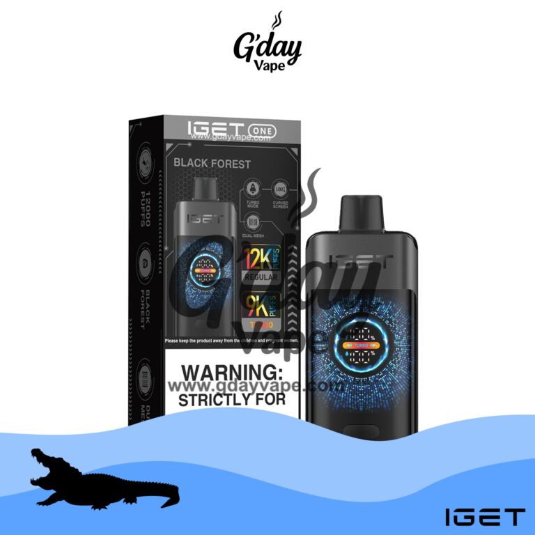 IGET One 12000 Puffs Black Forest disposable vape Australia – available at Gday Vape with fast Melbourne dispatch and nationwide express shipping