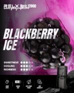 RELX Herc 12000 Blackberry Ice flavour chart showing sweetness cooling and richness ratings