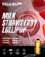 RELX Herc 12000 Milk Strawberry Lollipop flavour chart showing sweetness cooling and richness ratings