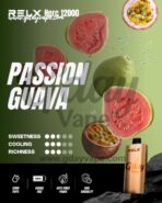 RELX Herc 12000 Passion Guava flavour chart showing sweetness cooling and richness ratings