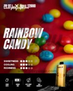 RELX Herc 12000 Rainbow Candy flavour chart showing sweetness cooling and richness ratings