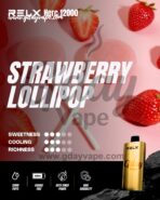 RELX Herc 12000 Strawberry Lollipop flavour chart showing sweetness cooling and richness ratings
