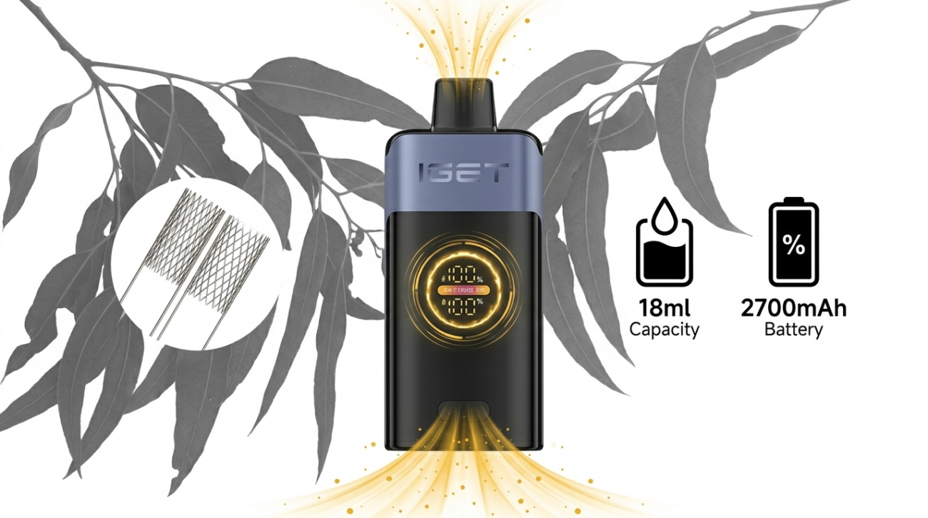 Banner showing IGET One 12000 device with curved LED display, Turbo Mode visualization, and dual mesh coil for IGET One 12000 review