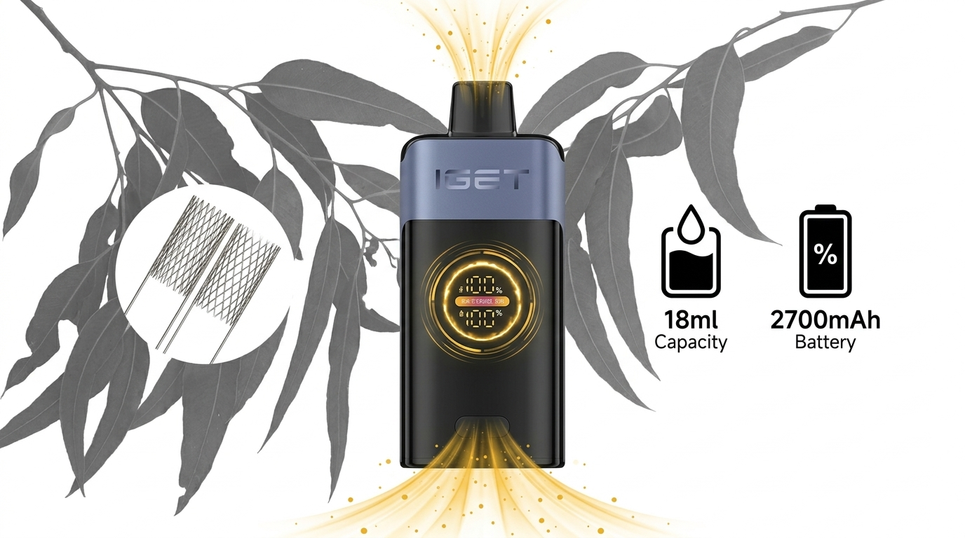 Banner showing IGET One 12000 device with curved LED display, Turbo Mode visualization, and dual mesh coil for IGET One 12000 review
