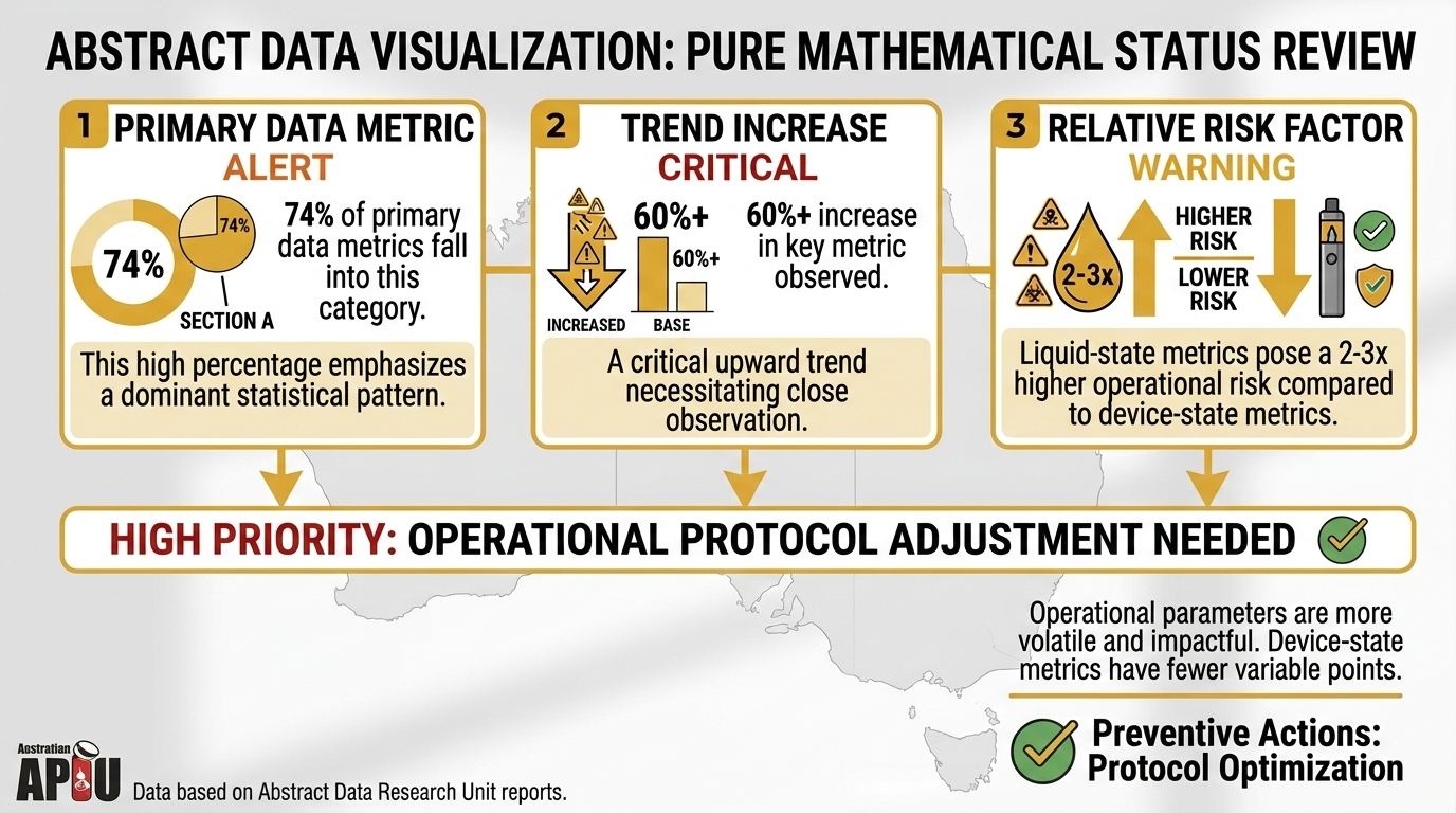 Abstract data visualization showing nicotine exposure statistics with 74 percent, 60 percent plus, and 2-3 times comparison using geometric charts and icons