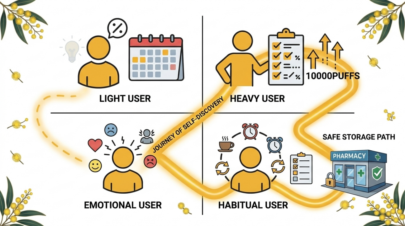 Banner showing vaper type self-assessment with four user categories for vaper type self-assessment guide