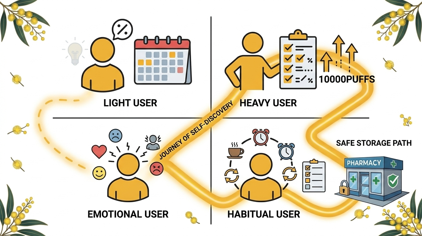 Banner showing vaper type self-assessment with four user categories for vaper type self-assessment guide