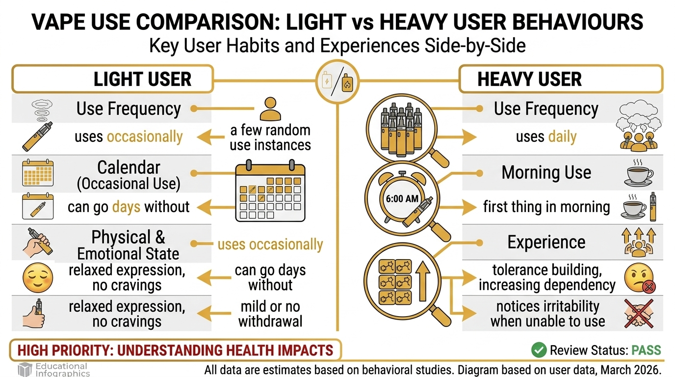 Vaper type self-assessment light vs heavy vaper comparison for frequency spectrum evaluation