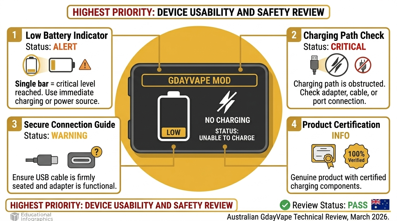 Vape battery low indicator showing vape producing less vapor from insufficient power