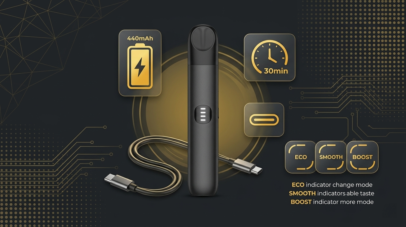 Banner for RELX Infinity 2 review showing premium pod device with 440mAh battery and fast charging for RELX Infinity 2 review