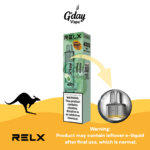 RELX MagicGo 4000 Puffs Matcha Frappe disposable vape with metal body and transparent e-liquid tank