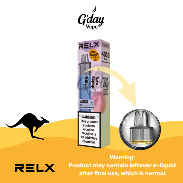 RELX MagicGo 4000 Puffs Taro Scoop disposable vape with metal body and visible e-liquid window