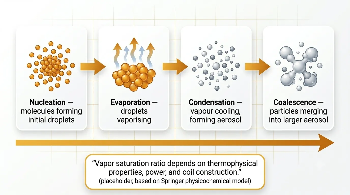 Vapor saturation ratio diagram Australia AU e-cigarette aerosol nucleation evaporation condensation coalescence first puff strength aerosol density vape users G'DayVape