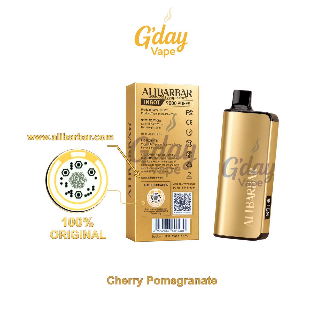 alibarbar-ingot-9000-cherry-pomegranate Alibarbar Ingot 9000 Puffs - Cherry Pomegranate - Image 1