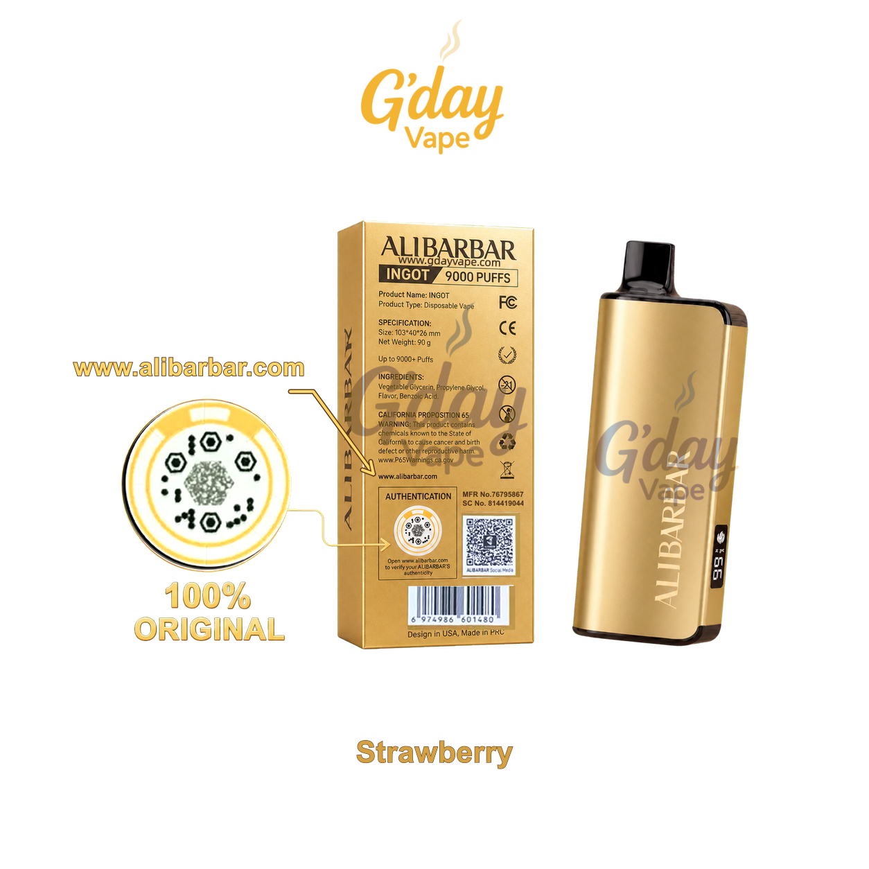 alibarbar-ingot-9000-strawberry Alibarbar Ingot 9000 Puffs - Strawberry - Image 1
