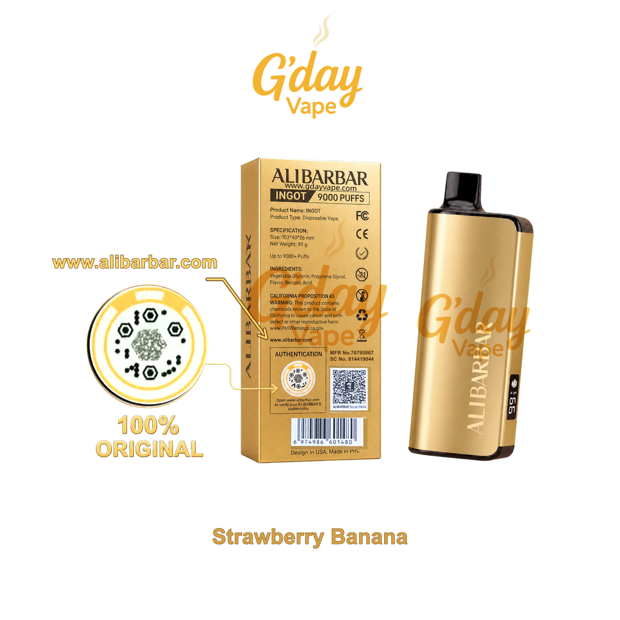 alibarbar-ingot-9000-strawberry-banana Alibarbar Ingot 9000 Puffs - Strawberry Banana - Image 1