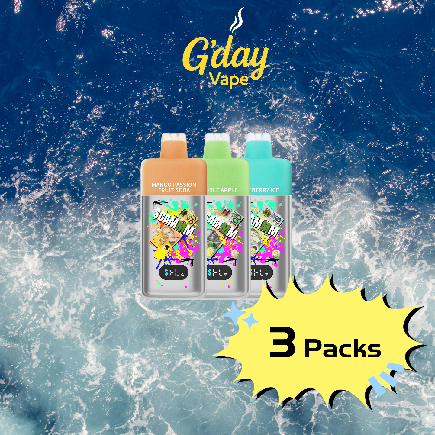 gdayvape 3 packs$CAMMM 15000 puffs bundle sales 3 x $CAMMM 15000 Puffs Bundle - Image 1